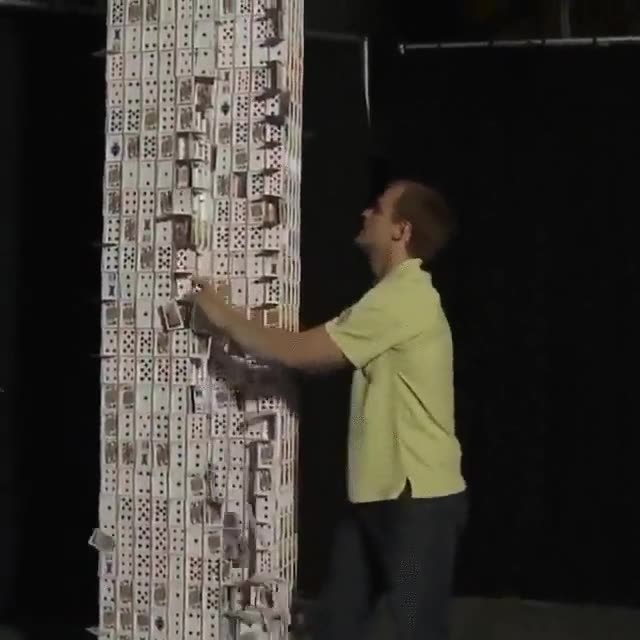 destrozar,cartas,edificio,caer