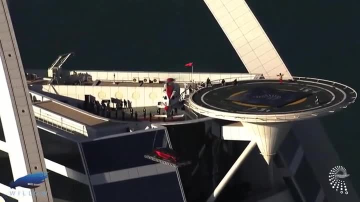 Enlace a Un helicóptero entregando un Aston Martin en Dubai