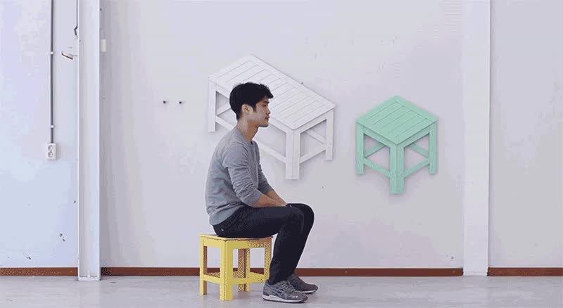 taburete,guardar,pared,ganar espacio,casa