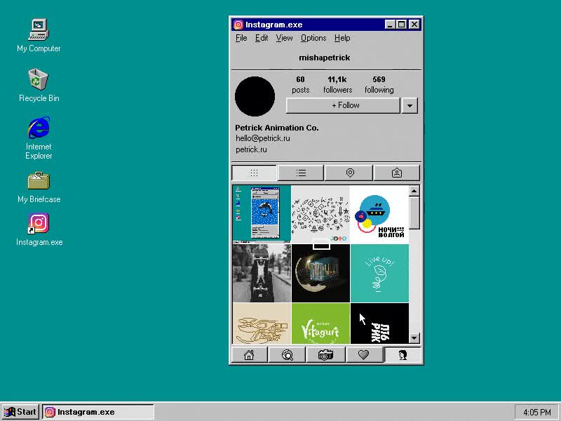 Enlace a Si Instagram hubiese salido para Windows 95