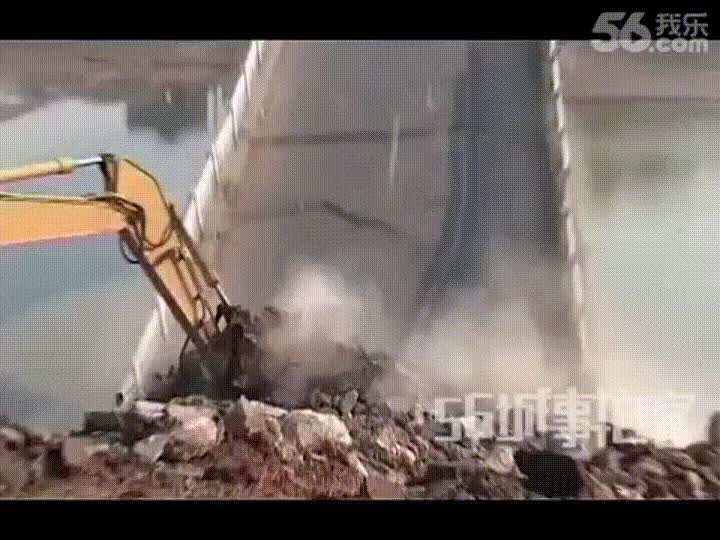 demoler,puente,excavadora