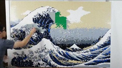 piezas,lego,recrear,ola,kanagawa