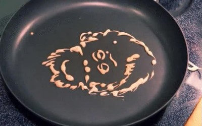 Enlace a Pancake de un orangután. El arte no conoce límites