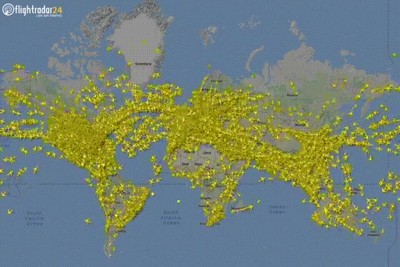 Enlace a Imagen global del tráfico aéreo. Una auténtica locura