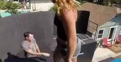 chica,d&iacute;a entero,saltar,trampol&iacute;n