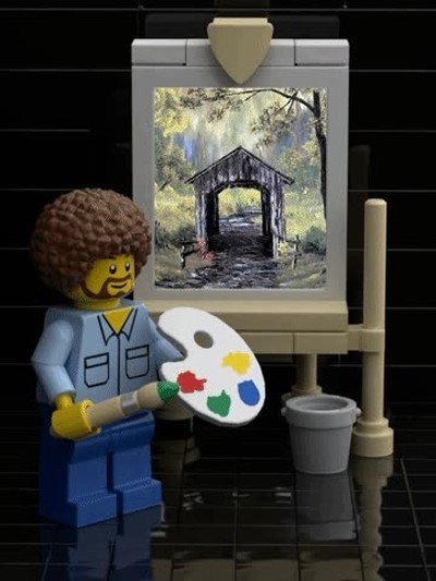 Enlace a Un homenaje a Bob Ross creado con piezas de LEGO