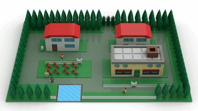 Enlace a Versión animada de Pueblo Paleta con piezas de LEGO 