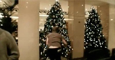 Enlace a Policías practicando arrestos con un árbol de navidad