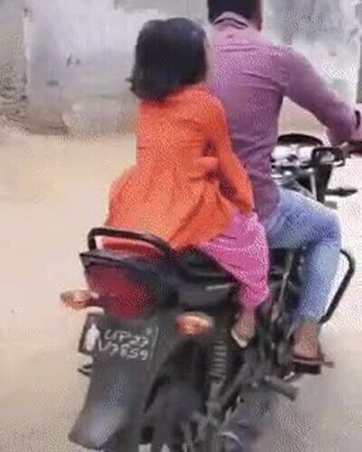 niña,moto,padre,bajar