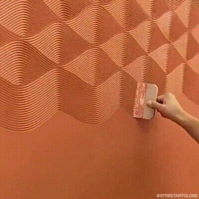Qué gustazo ver cómo hacen el relieve en esta pared, abajo el gotelé! pared,formas,pattern