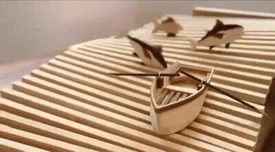 escultura,animada,barco