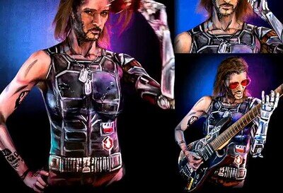 bodypaint,cyberpunk,keanu reeves