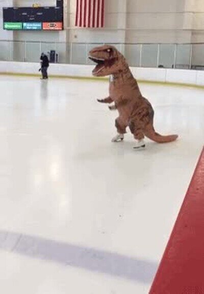 Enlace a Lo que haría un dinosaurio en una pista de hielo