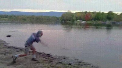 practicar,lanzamiento,piedra,lago