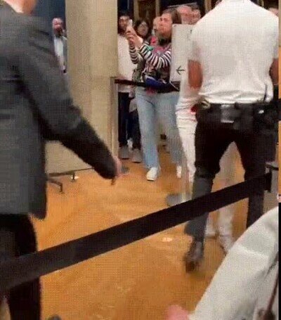 Enlace a Han lanzado una tarta a la Mona Lisa