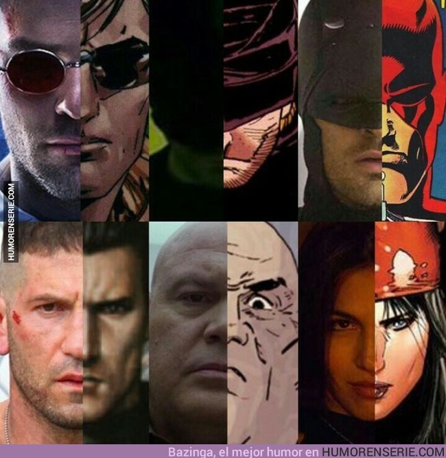 1193 - Comparación de los personajes de Daredevil en la serie y en el cómic