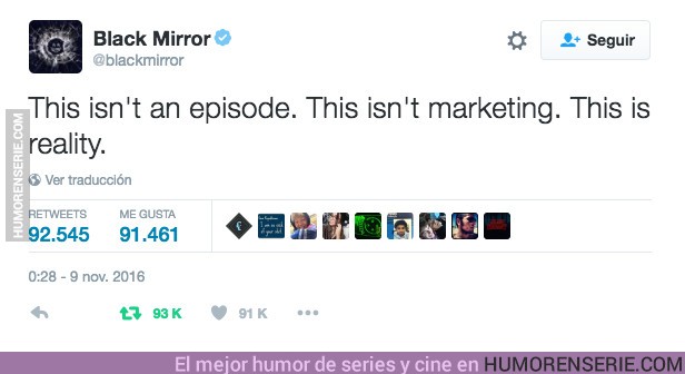 7034 - Este tweet de la cuenta oficial de Black Mirror resume a la perfección cómo nos sentimos