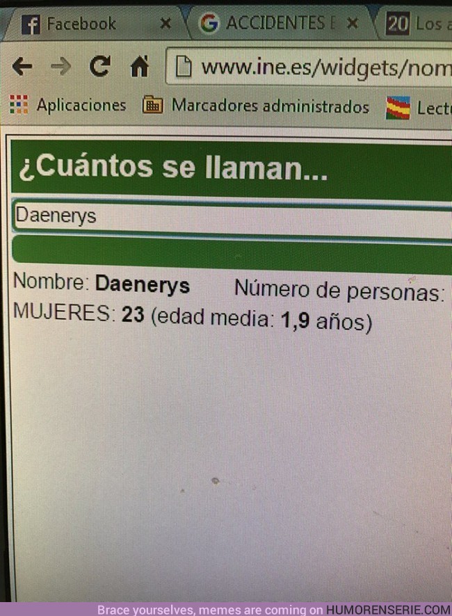 9138 - En España hay 23 personas llamadas Daenerys