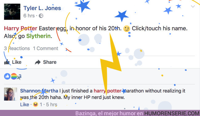 15205 - Celebra los 20 años de Harry Potter con este easter egg de Facebook