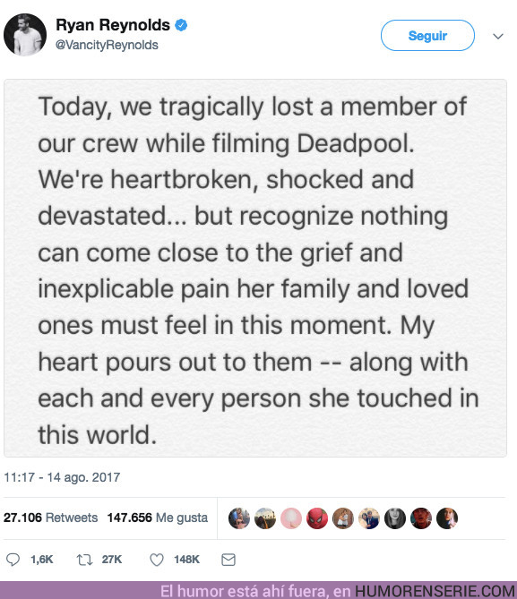 16819 - Muere una doble en el rodaje de ‘Deadpool 2’ en Vancouver