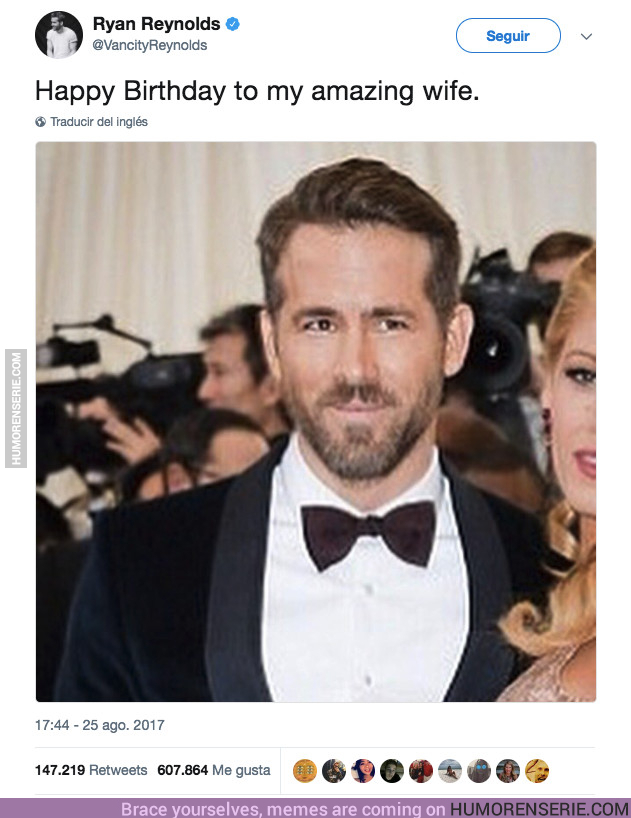 17277 - La trolleada máxima de Ryan Reynolds a la felicitación del cumpleaños de su mujer