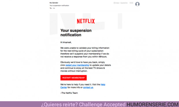 19596 - ESTAFA: Mucho cuidado si recibes este correo de Netflix