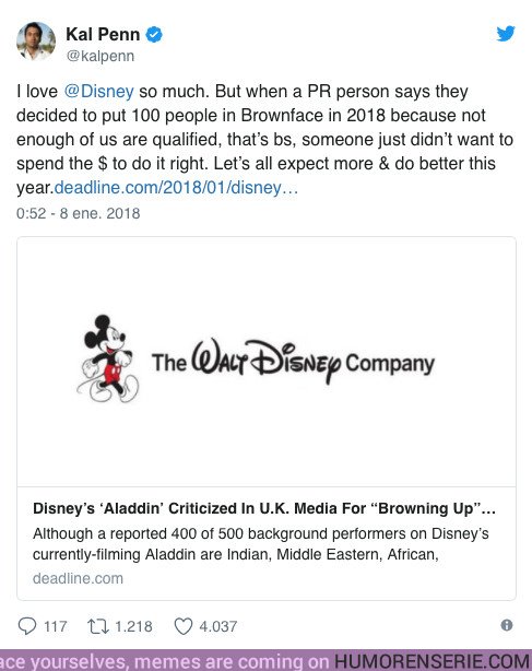 21542 - Polémica: Disney admite maquillar a los extras blancos del rodaje