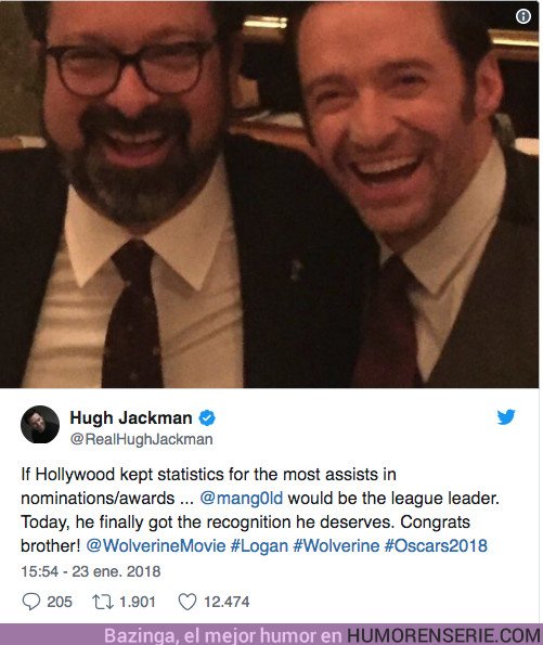 22115 - Así ha sido la generosa reacción de Hugh Jackman al conocer la nominación de Logan a Los Oscar