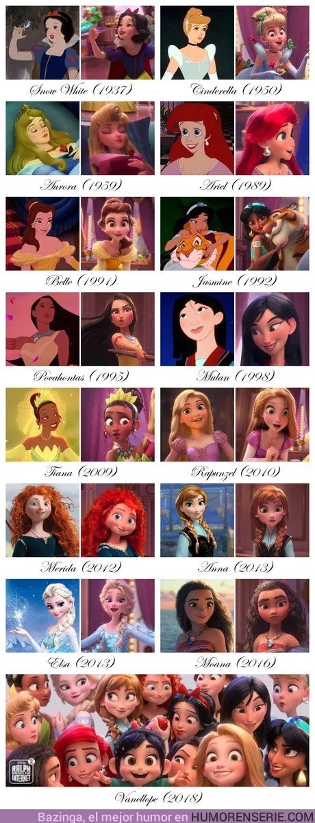 25929 - Comparación de las Princesas Disney en sus pelis originales y en Rompe Ralph 2