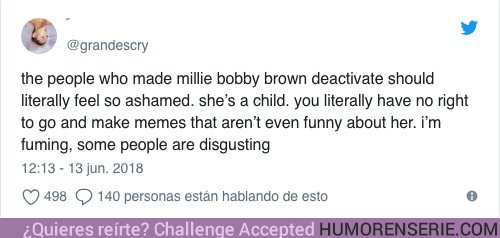 26021 - Millie Bobby Brown cierra su cuenta de twitter por culpa de memes homófobos
