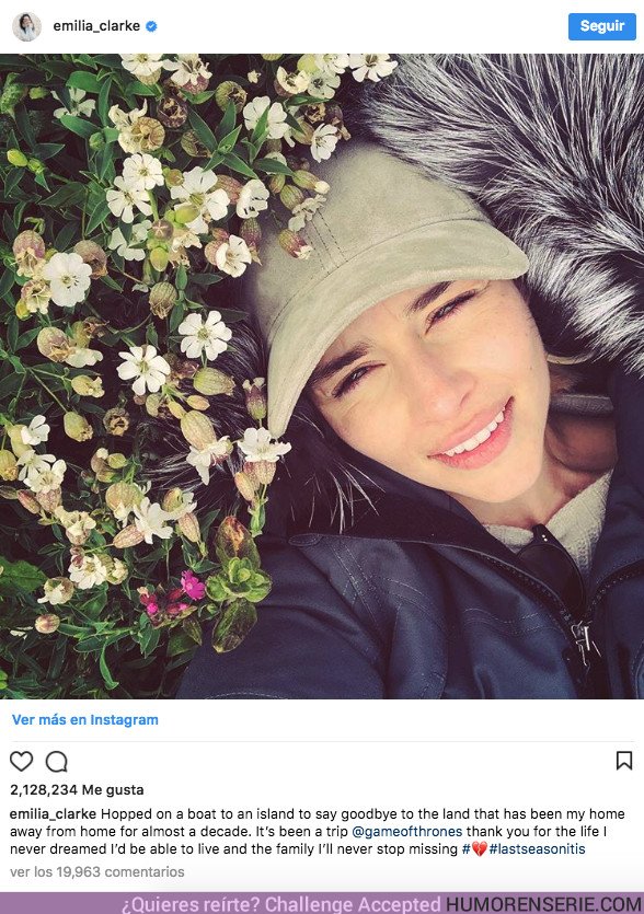 26093 - Emilia Clarke dice adiós a 'Juego de tronos' así en su Instagram
