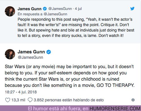 26481 - Las duras palabras de James Gunn a los fans tóxicos de Star Wars