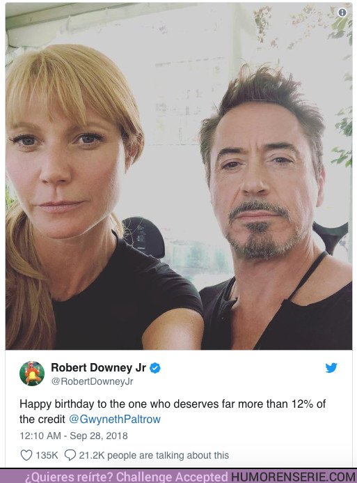 29269 - La enigmática felicitación de Robert Downey Jr. a Gwyneth Paltrow que tiene a todos hablando