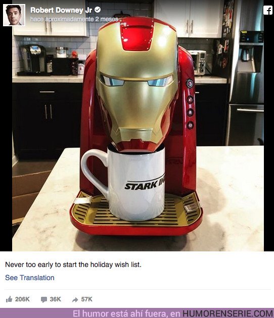 30905 - Robert Downey Jr comparte en twitter el desayuno ideal para el Capitán America