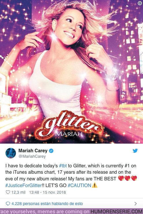 31435 - 17 años después de terribles críticas, la BSO de ‘Glitter’ de Mariah Carey es número 1 en iTunes