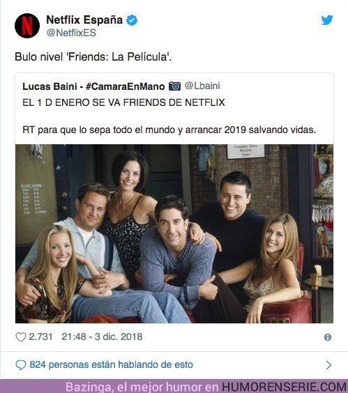 32113 - La contundente respuesta de Netflix a los que dicen que Friends sale del catálogo