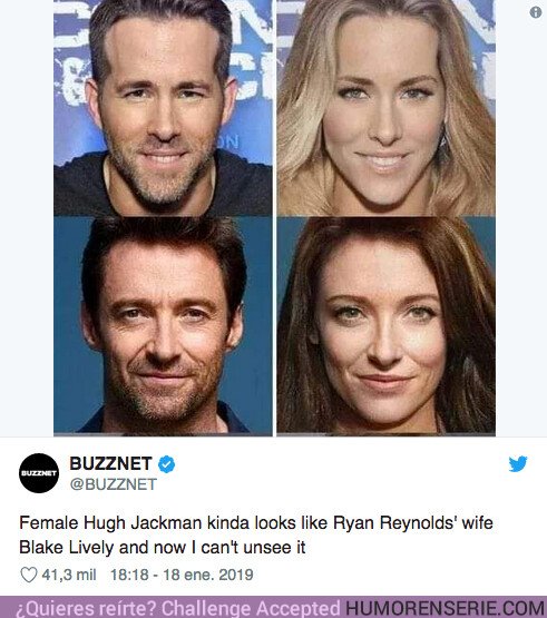 34053 - Ryan Reynolds en shock después de comprobar lo mucho que su mujer se parece a Hugh Jackman