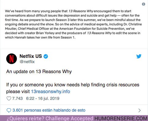 40167 - Netflix decide eliminar la escena más polémica de Por 13 razones