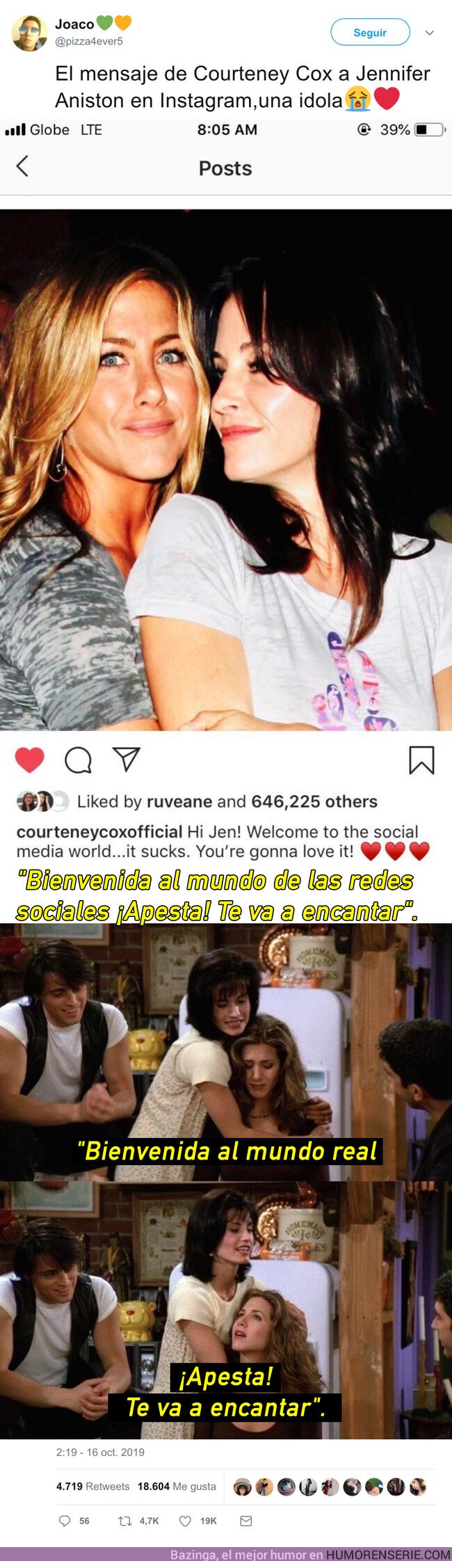 43126 - El mensaje de Courteney Cox a Jennifer Aniston que hace llorar a todos los fans de Friends