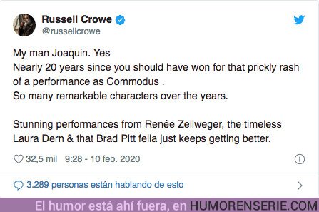 47343 - Así ha felicitado Russell Crowe a Joaquin Phoenix por el Oscar