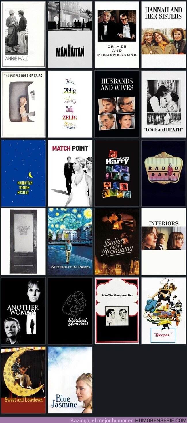 51707 - La filmografía de Woody Allen es muy extensa, pero estas 22 películas son para mí, las más imprescindibles de su filmografía➡️ Os pregunto. ¿Echáis en falta alguna? 