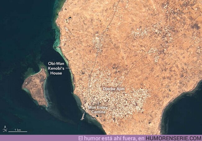 52180 - La #NASA rinde homenaje a #StarWars #UnaNuevaEsperanza con una imagen de satélite de una localización original del rodaje en Túnez 