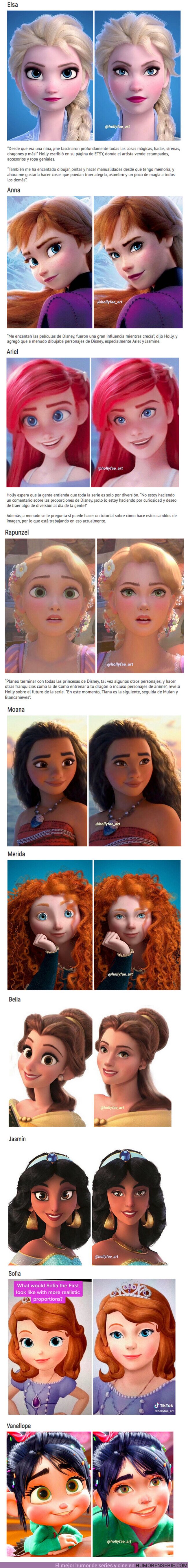 54966 - GALERÍA: Así se verían los rostros de 10 princesas de Disney con proporciones realistas. Por Holly Fae