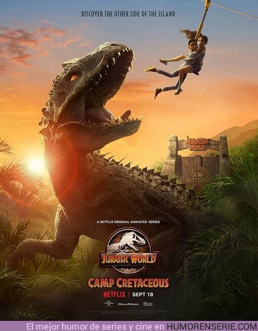 55570 - Nuevo póster de #CampCretaceous, la nueva serie animada de #Netflix que estará ambientada durante los sucesos de la primera entrega de Jurassic World