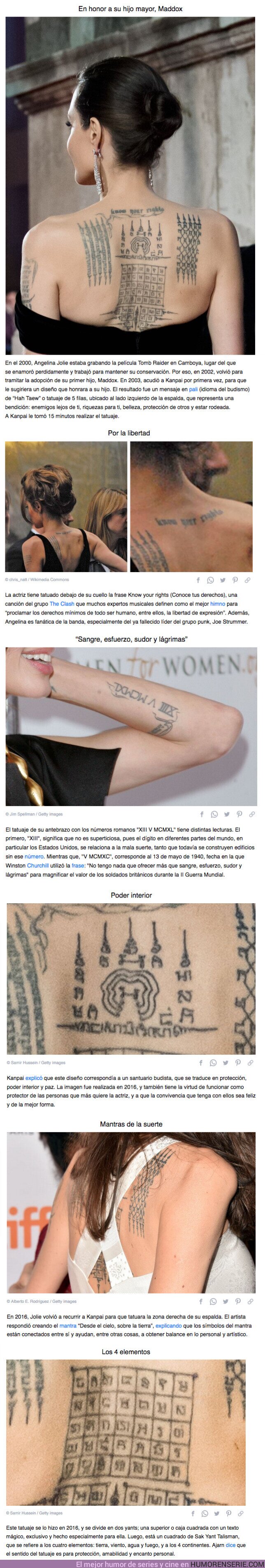66014 - GALERÍA: Hay que hacer un master para entender todos los tatuajes que tiene Angelina Jolie en su cuerpo