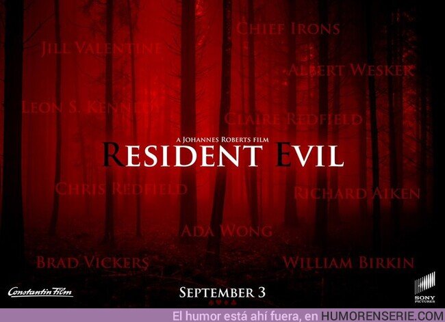 68393 - Primer póster de la película de Resident Evil, aunque solo vemos el título, el reparto y la fecha de estreno 