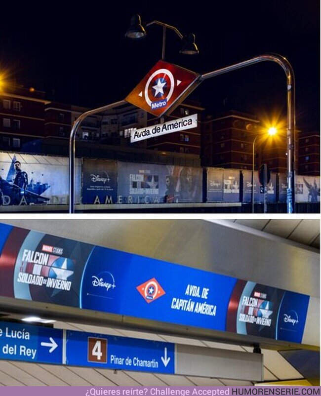 68677 - La estación de Metro de Madrid de Avenida América se convierte en Avenida del Capitán América para promocionar Falcon y el Soldado de Invierno.