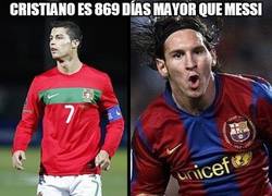 Enlace a Cristiano es 869 días mayor que Messi