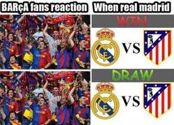 Enlace a Reacción de los aficionados del Barcelona con los posibles resultados del Real Madrid