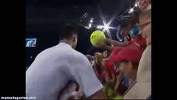 Enlace a GIF: La valla se viene abajo cuando Djokovic se acerca a firmar autógrafos